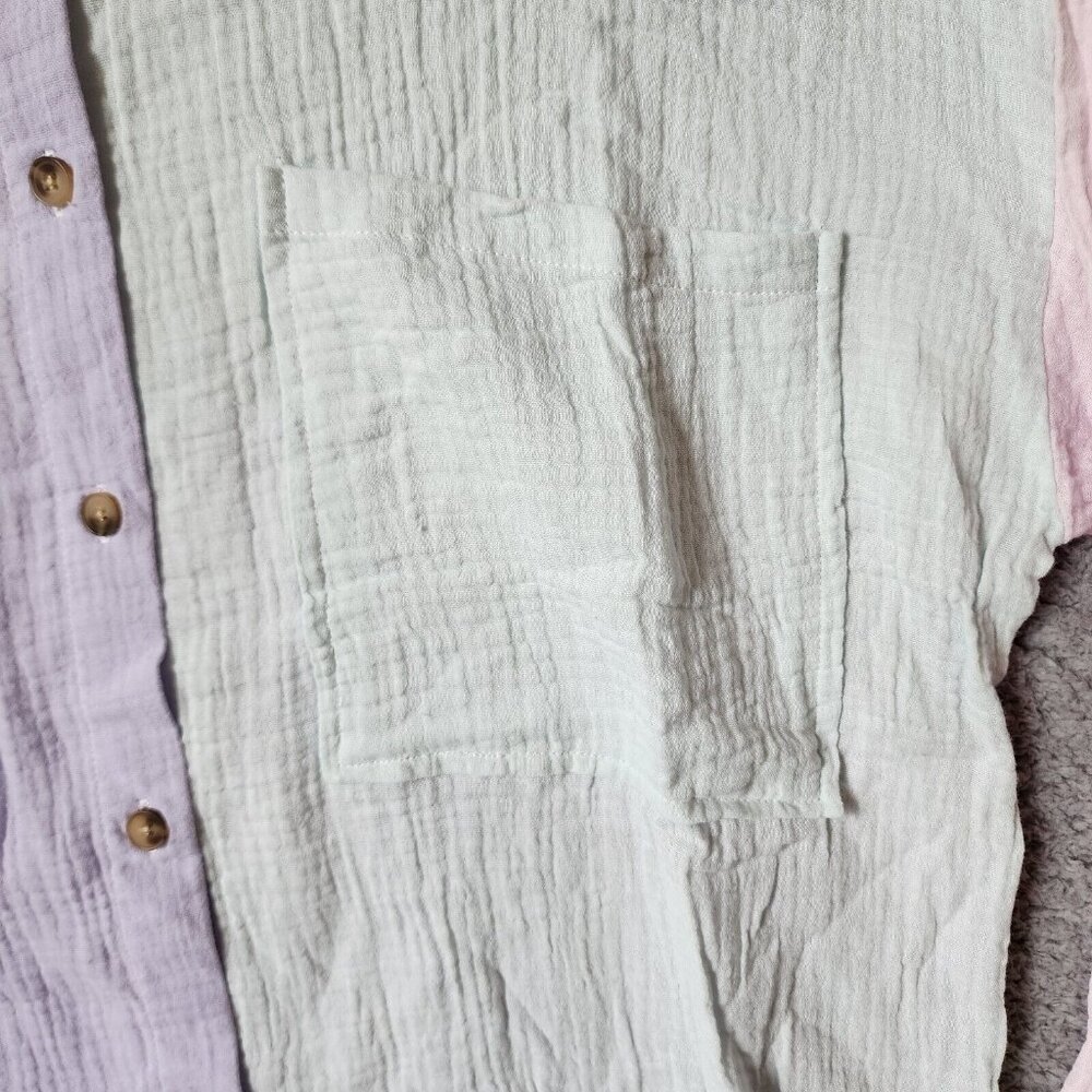 x2 NWT Simply Southern L/S Pastel Colorblock Gauze Button Down Tops Size M/L - Picture 5 of 16